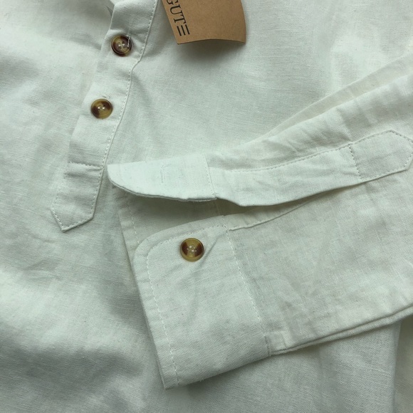 White Long Sleeve Linen Shirt (S) - Picture 5 of 5